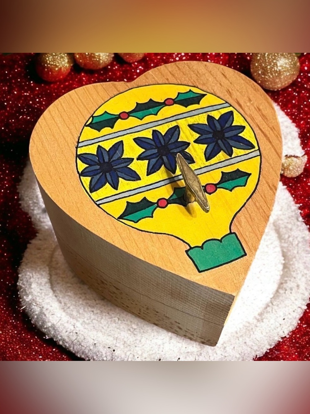 Christmas "Silent Night" Heart Shaped Music Box/Trinket/Keepsake Box - Handmade